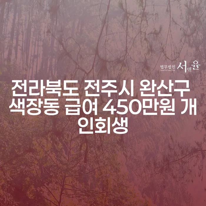 전라북도 전주시 완산구 색장동 급여 450만원인 당신, 개인회생이 필요한 순간?
